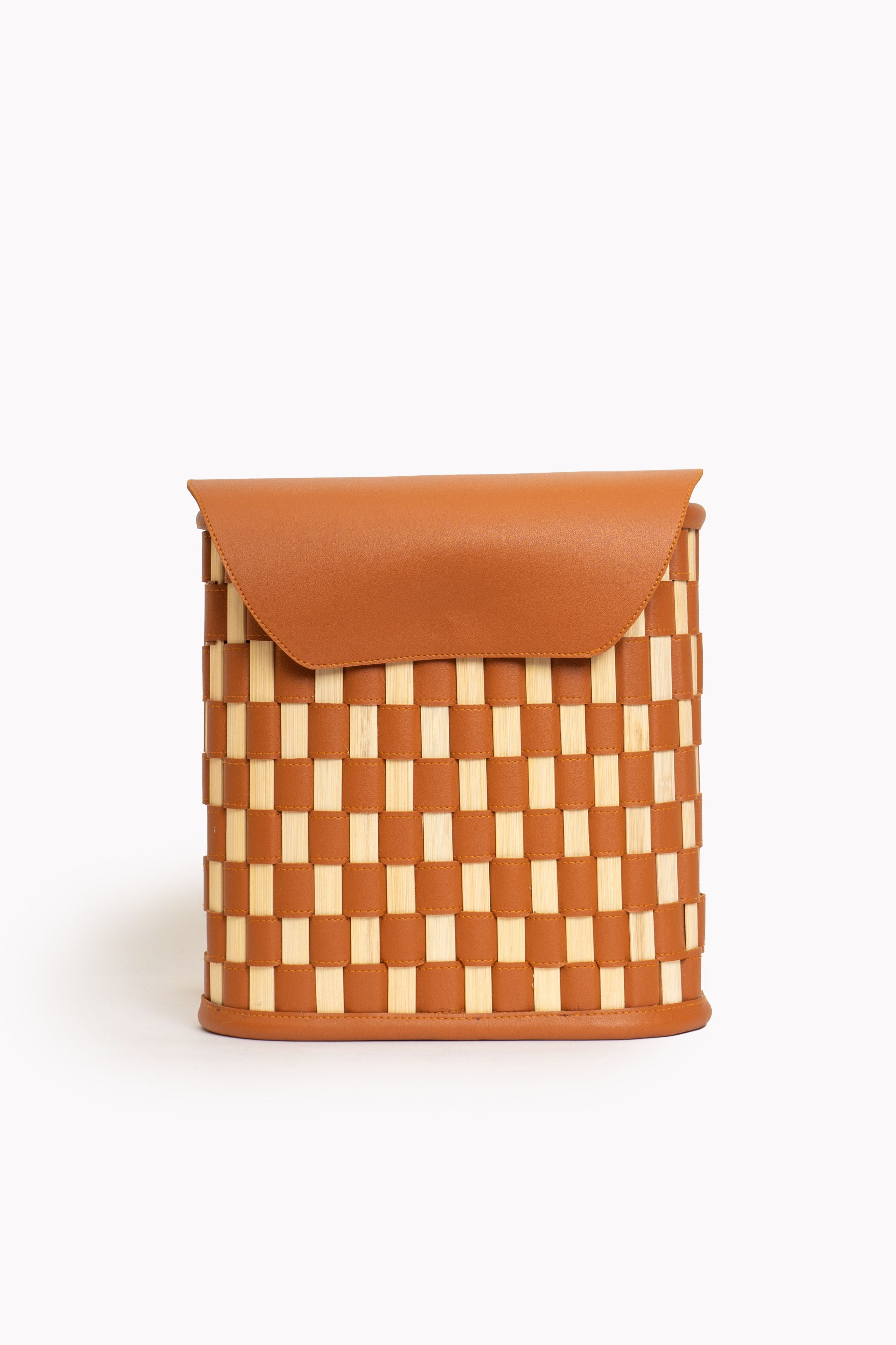 Leather and Corn Husk Handbag