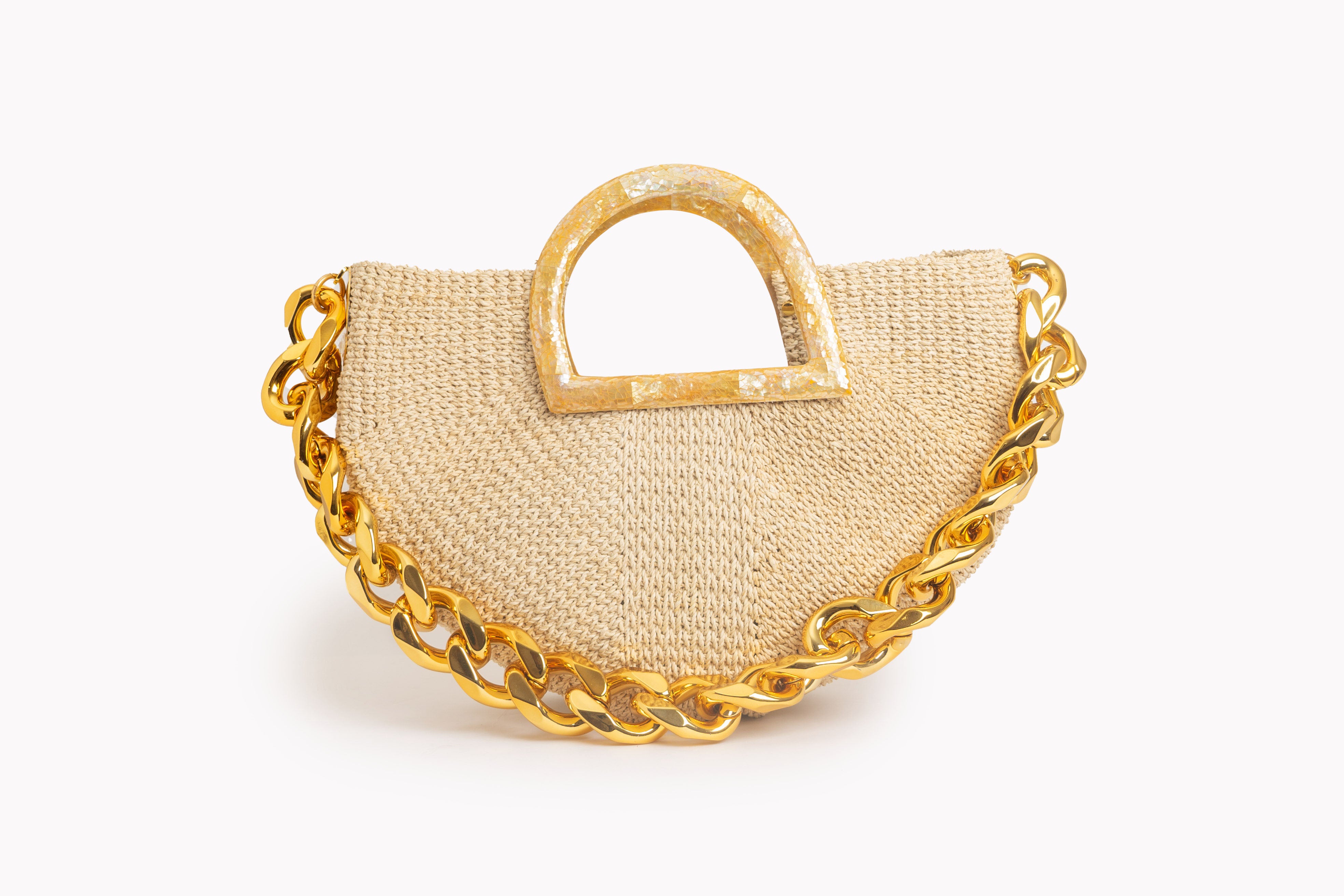 Gold and Corn Husk Halfmoon Tote